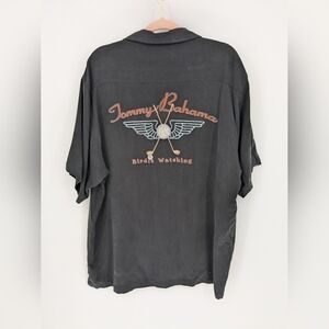 Tommy Bahama Birdie Watching Golf Embroidered 100% Silk Shirt Men XL Button Up